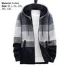 Thicken Plush Warm Cardigan Sweater Knitted Coat for Men Color Block Hooded Autumn Winter Daily Wear