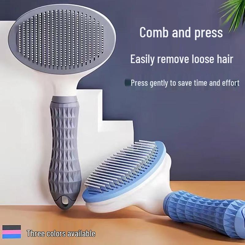 Pet Grooming Comb: Depilatory Brush for Cats & Dogs - Removes Loose Hair & Massages Teddy Bichon & Long-Haired Breeds