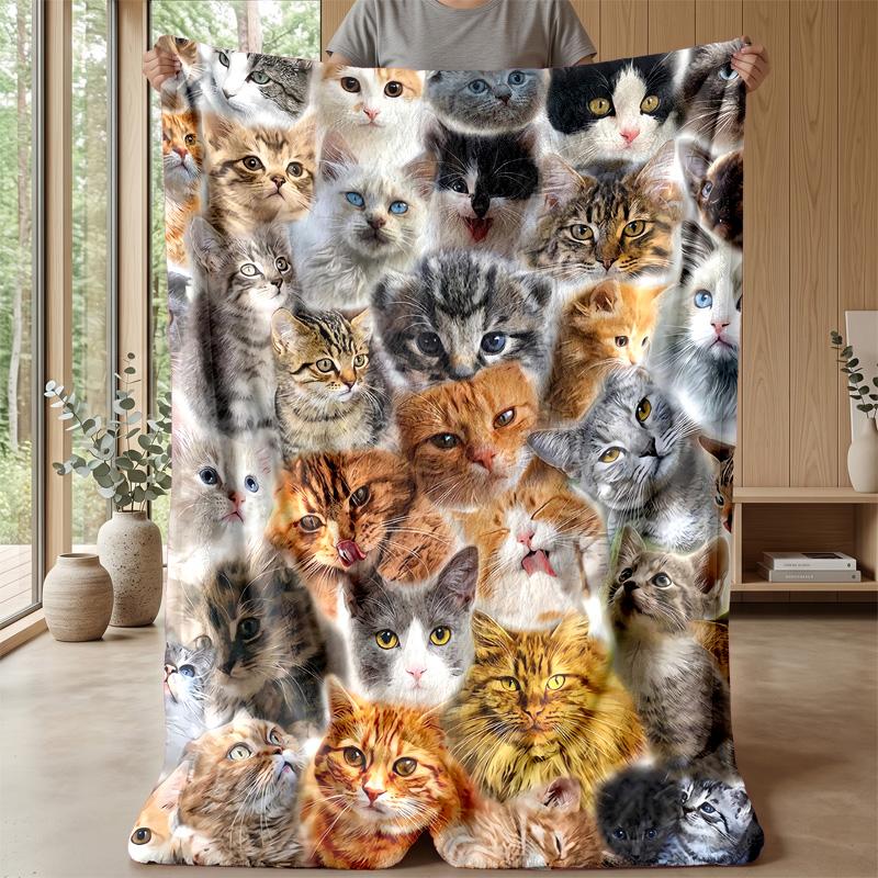 Cat Astronaut Space Journey blanket Personalized Name Flannel Blanket Soft Cozy Plush Throw for Sofa Bed Lightweight Home Decor