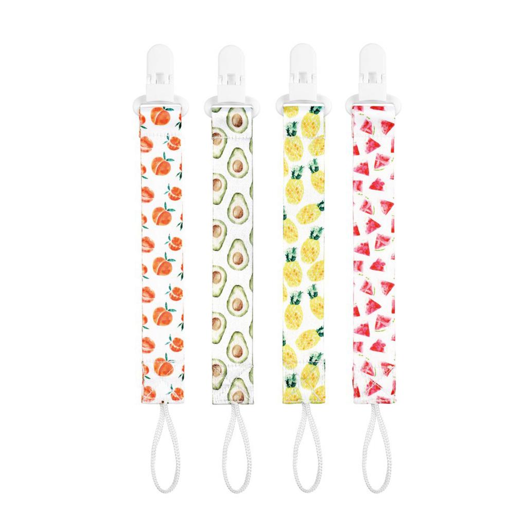4pcs/pack Baby Pacifier Clip Pacifier Holders Washable with Beautiful Patterns for Baby Boys Girls