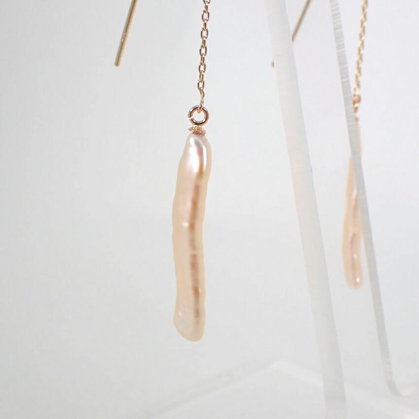 [New] K10 Freshwater Pearl/Long Chain Earrings/j33-2