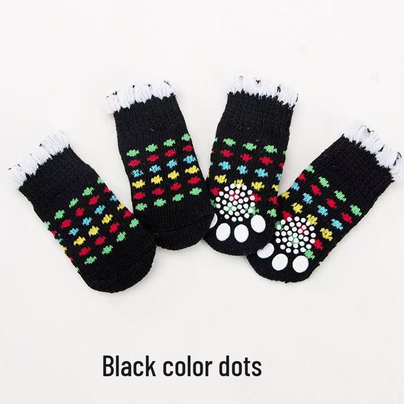 Four Seasons High-Quality Non-Slip Pet Socks for Small Dogs - Cotton Foot Covers for Teddy Dogs