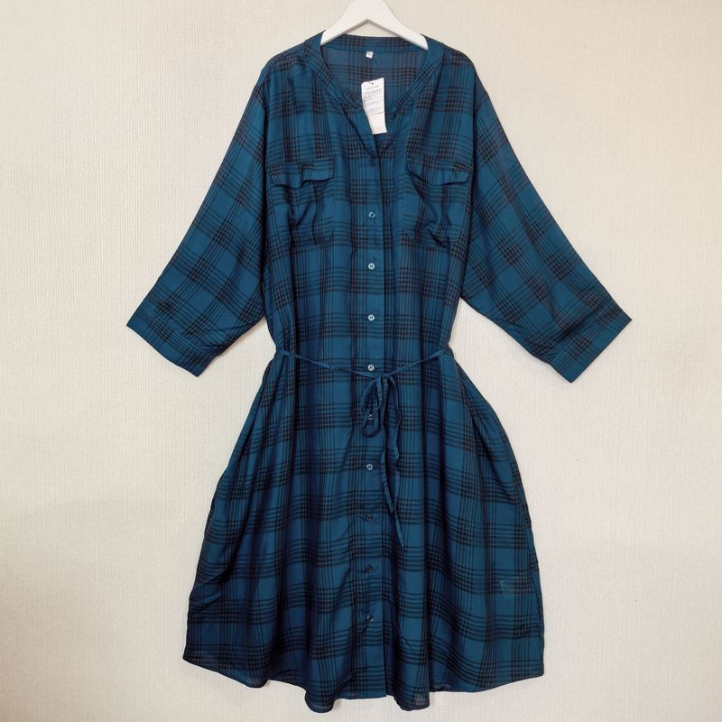 Export Japanese Single Tail Goods Rayon Print Happy Mid Length Long Length Shirt Women's Organ Pleated Loose Casual Customer Supply Fabric Summer