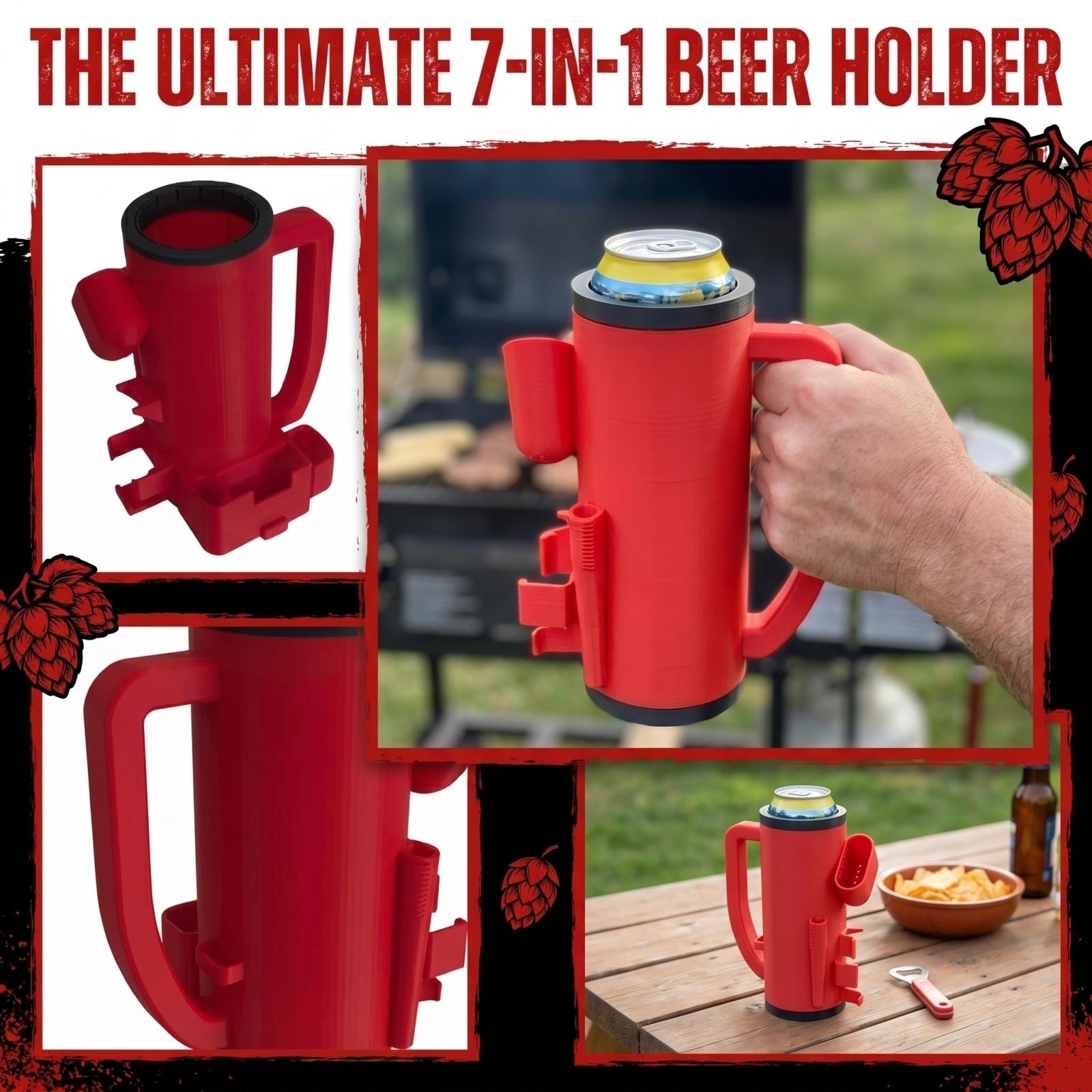 

7 In 1 Beer Can Cooler, Multifunctional Beer Sleeve With Bottle Opener One Size