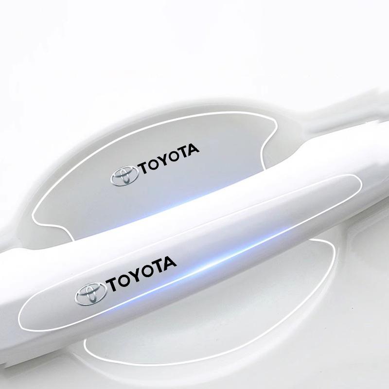 8Pc Car Logo Door Bowl Handle Protective Sticker Anti-collision Strip For Toyota 86 Mirai Supra Prado Alphard Crown Vellfire Seq