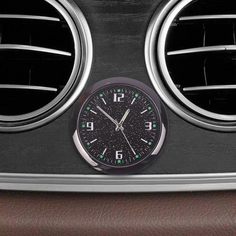 Car DIY Accessories Universal Round Car Clock Stick-On Electronic Watch Dashboard Noctilucent Decoration