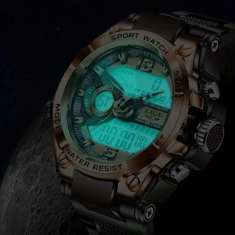 Heart of Steel Watch Men's 2024 Sports Multifunctional Waterproof Double Display Electronic Watch Men's