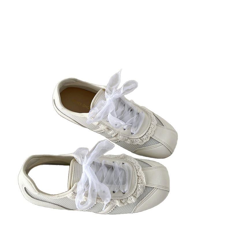 Mesh comfortable breathable flat casual shoes 2025 spring and summer new ballet sweet niche Forrest Gump sports shoes women