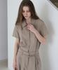 FROMWHERE Short-Sleeve Collared Shirt Beige