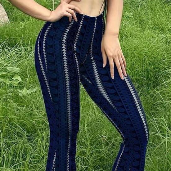 Women Yoga Pants Elastic Mid-rise Casual Printed Flared Trousers Printing Flattering Leg Silhouette Pants Running Walking Long Pants
