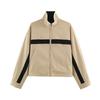 Chaqueta con cremallera extragrande para mujer con paneles de bloques de color y cuello alto, estilo streetwear