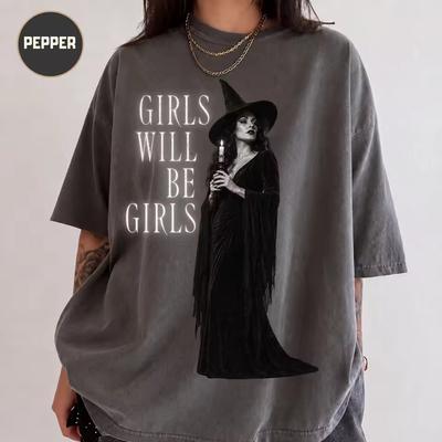 Witch Girls Will Be Girls Shirt Vintage Halloween Horror Film Monster, Retro Portrait Horror Tee
