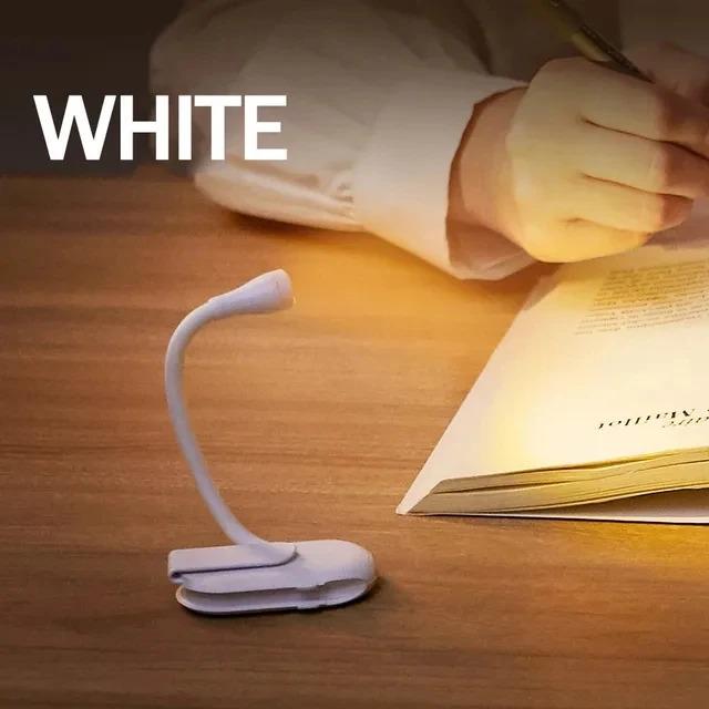 

Reading Mini Book Lights Portable Clip Night Lights USB Charging LED Dimmable Bedroom Eye Protect Clip 360° Flip Led Book Lamps белый