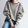 2026 Spring New Women's Round Neck Long Sleeve Patchwork Color Block Pullover Top Versatile T-Shirt