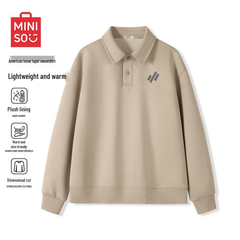 

MINISO Men s Lapel Pullover Sweatshirt L