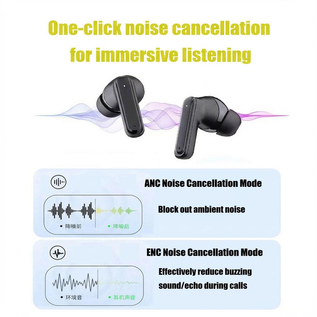 Smart LCD Full Color Screen Earbuds Case Touch Control Volume Wallpaper Switch Headphones