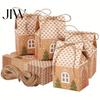 Festive Gift Box with Handle Christmas Paper House Shape Packaging for Candies Cookies Jewelry Creative Holiday Present Wrapping Season