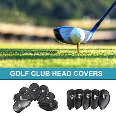 12 szt. Pokrowce na główki kijów golfowych, Grube syntetyczne skóry PU Pokrowce na główki żelazek golfowych z Dużym Numerem dla Kijów Golfowych z Długą Szyjką