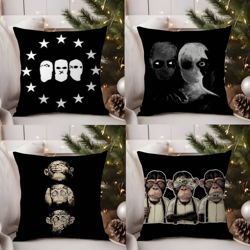O-Omerta Maes Pillow Case Office Sofa Dorm Chair Back Short Plush Double-sided Printing Home Cushion Cover