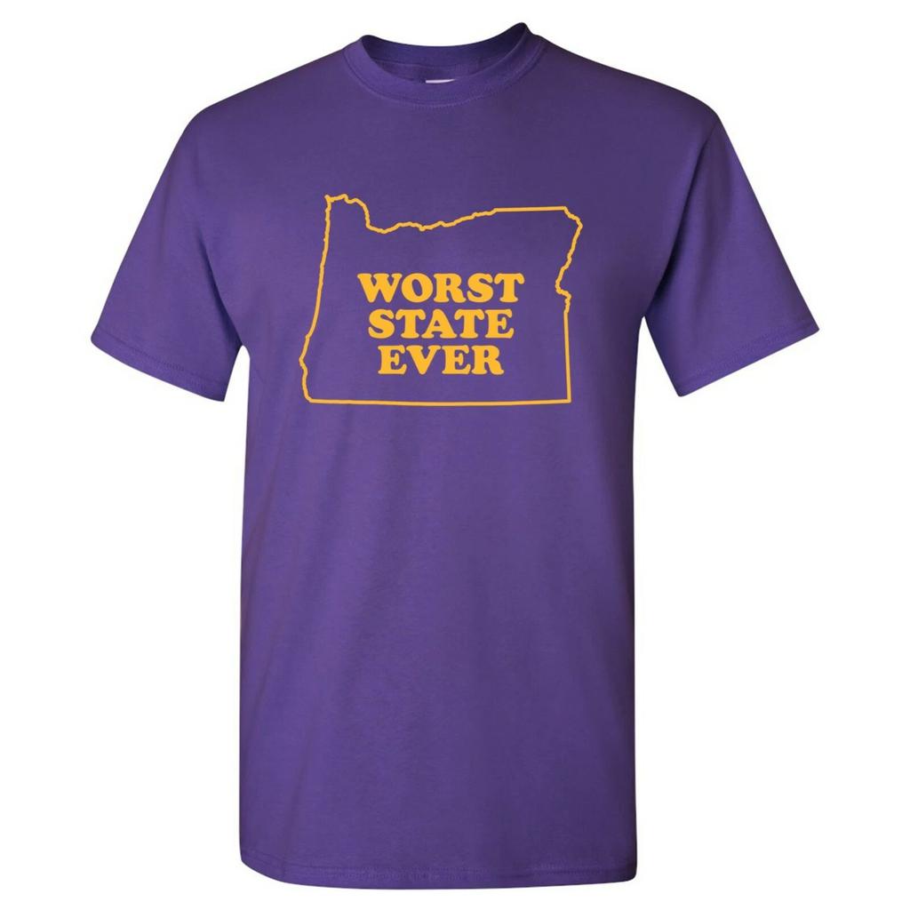 Oregon Worst State Ever Basic Cotton T-Shirt - Purple