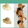 Natural Style Straw Hat For Women, Foldable And Easy To Carry, Ideal For Summer Outdoor Activities In Khaki And Beige