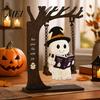 Halloween Celebration Accessories Funny Swing Ornament, Witch/Skeleton/Mummy/Pumpkin Ghost Sitting on Decorative for Party Reading Book Figurine