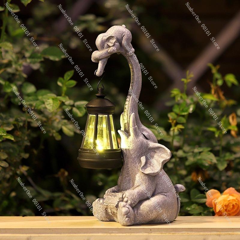 New Solar Lighting Fixtures, Courtyard and Garden Decorative Ornaments, Elephant Handicraft Lights for Lawn and Balcony