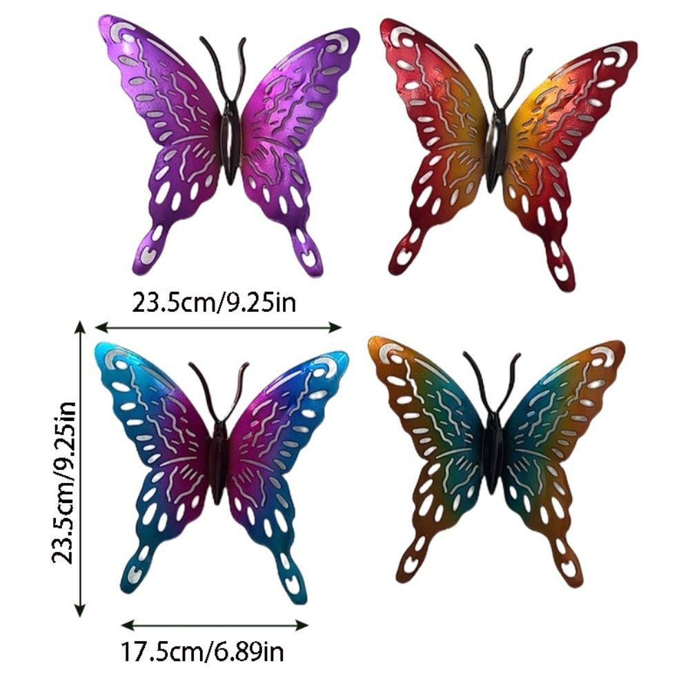4Pcs Cute Butterfly Wall Art Hanging Creative Animal Statues Butterflies Sculpture Ornaments  Yard