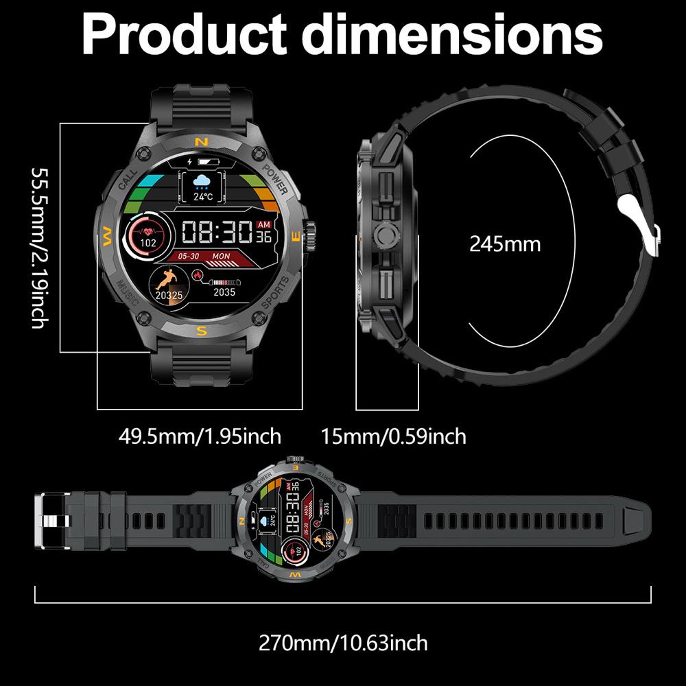 Outdoor GPS Smart Watches Men  Screen Blue Tooth Call Sports Heart Rate Health Detection Deep Waterproof Smartwatch Sleep