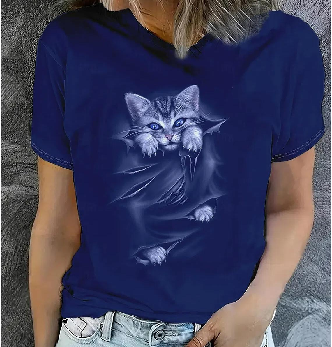 

XXS-6XL Плюс Размер Летняя модная женская футболка Бабочка Стильный 3D принт Повседневный короткий рукав Топы Футболки Женская одежда 6XL