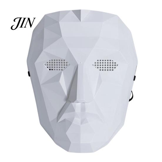 Unique Halloween Costume Mask Geometric Mask, Polygonal Cool Party with Mesh Eyes, Face Black White Cosplay for Masquerade, Accessory Stylish Angular