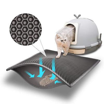 Double-layer Filter Cat Litter Mat EVA Washable Anti-lead Cat Litter Splash Pad Cat Toilet Mat Large Cat Litter Mat