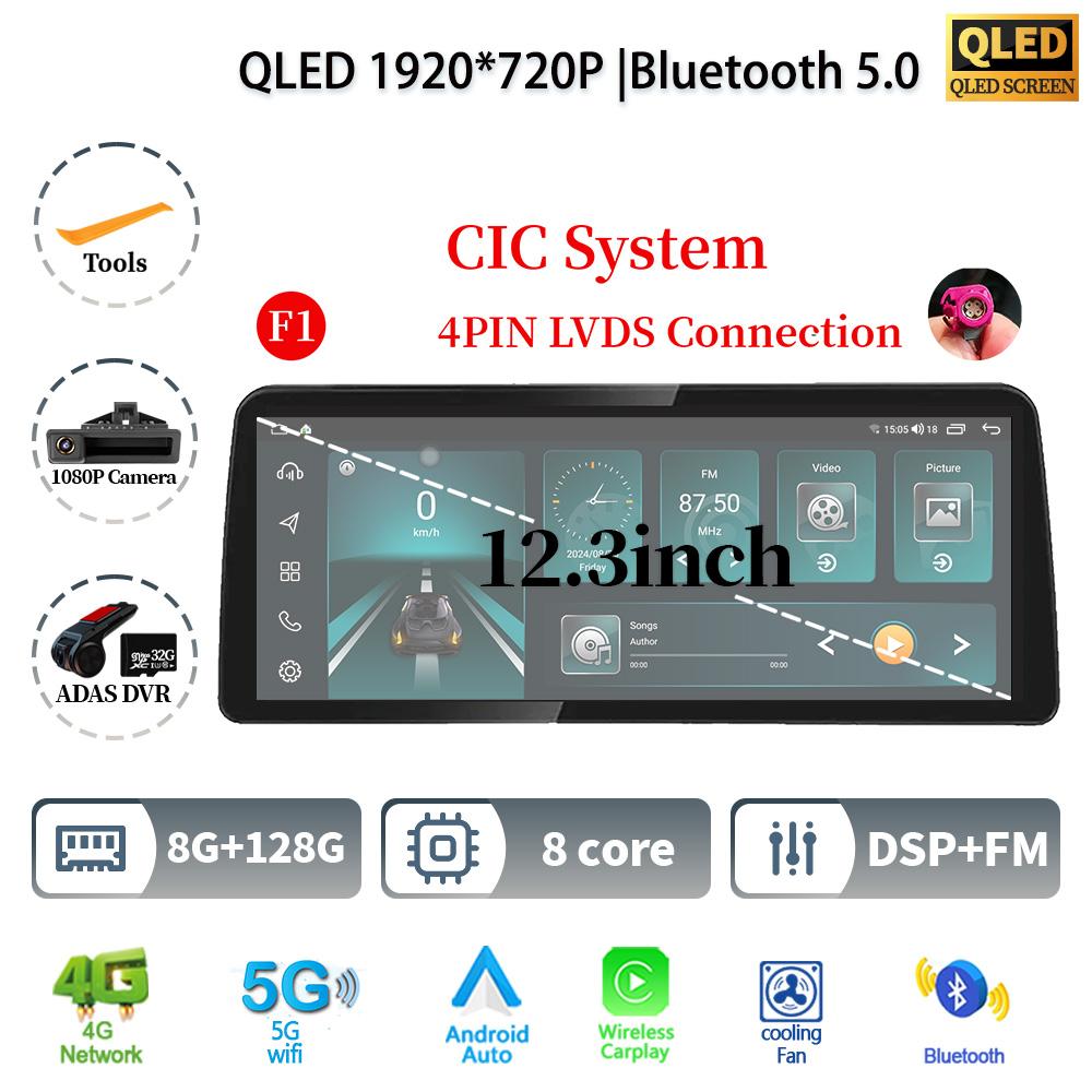 12.3" For BMW 3-5 Series E60 E61 E62 M6 E90 E91 E92 Android 14 Car Radio Multimedia GPS Navigation Stereo CarPlay Touch Screen