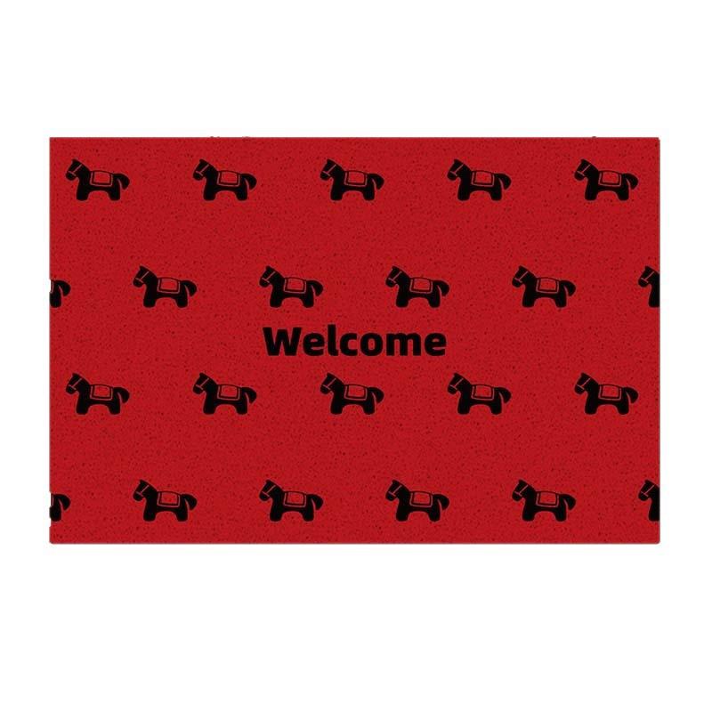 Year Of The Horse Entry Door Floor Mat Can Be Cut Silk Circle Red Festive And Dirt-Resistant Door Floor Mat Entry Door Mat