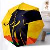 1PC Elephant Sunset Automatic Windproof Umbrella 8 Rib Portable Folding Black Iron Frame for Outdoor, Beach, Travel, Beach Umbrella,S16