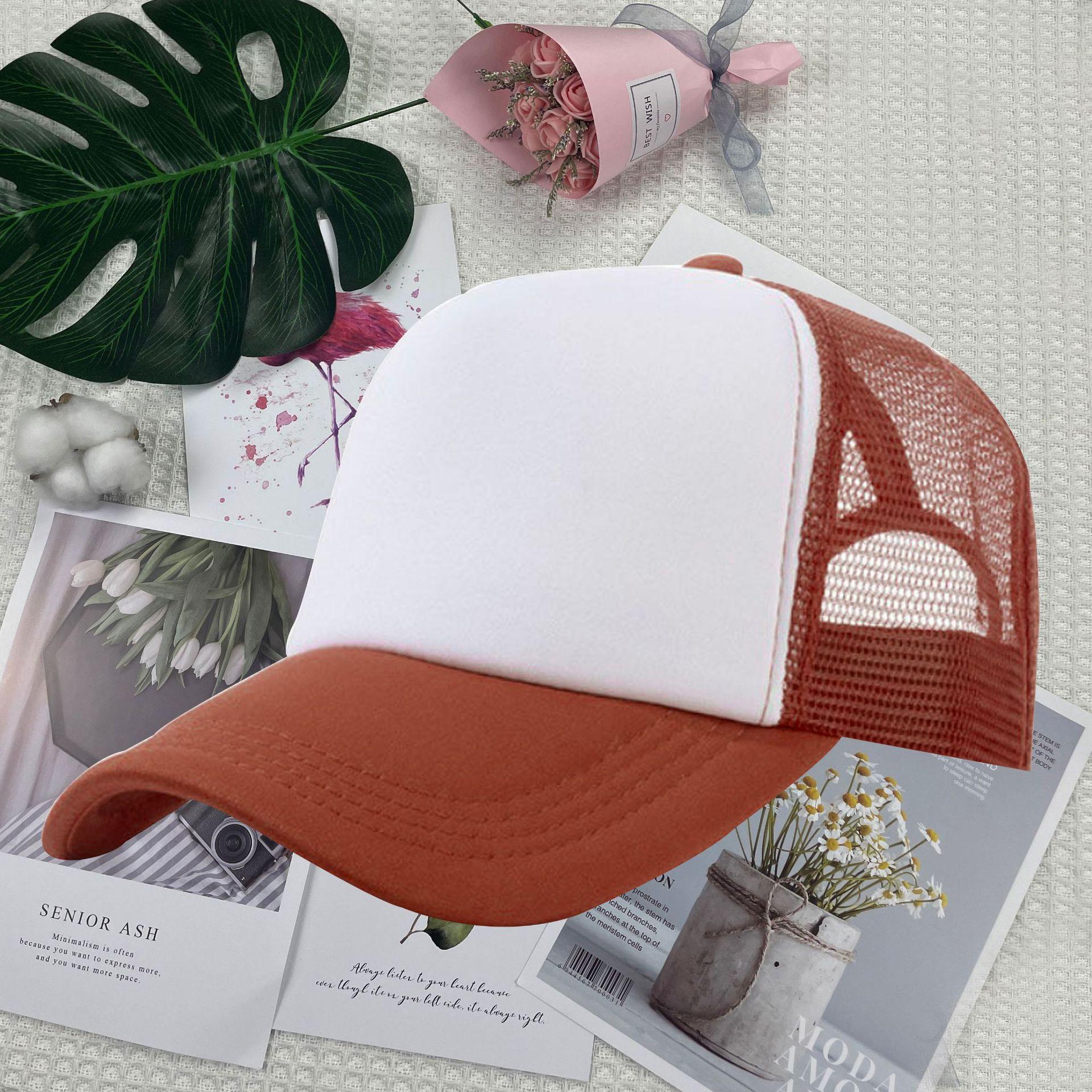 5-Panel Mesh Baseball Cap Trucker Hat Structured Plain Design Cotton Adjustable Size Mesh Trucker Hat for Men and Women One Size коричневый