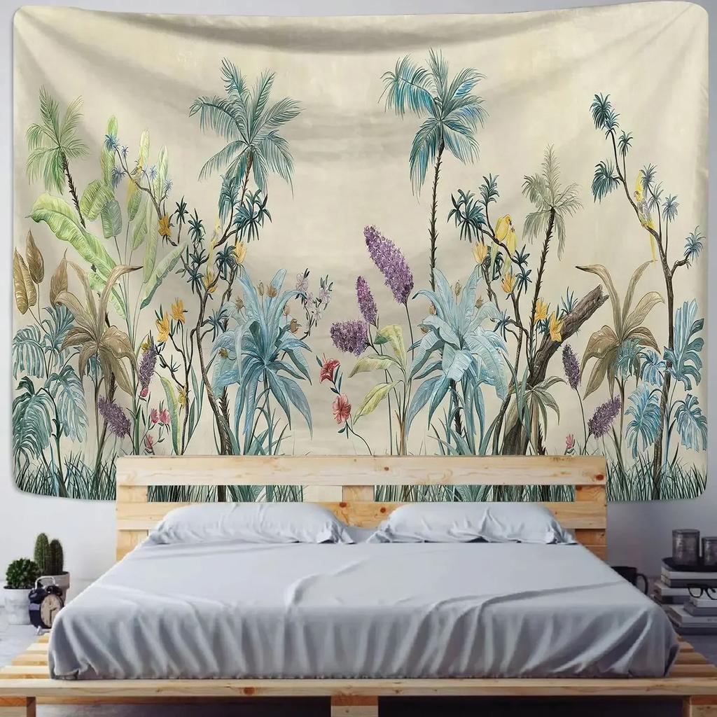 Nordic Ins Home Living Room Bedroom Fabric Hanging Painting Background Decoration Tropical Plant Print Tapestry Wall Hanging