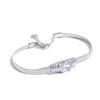 Yhpup Fashion Bling Texture Cubic Zirconia Snake Chain Stainless Steel Bracelet Bangle for Women PVD Gold Color Trendy Jewelry