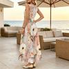 U-Neck Sleeveless Floral Maxi Dress Urban Casual,Flowy Hem,Comfy Fabric,Fashionable & Versatile for Daily Wear & Parties