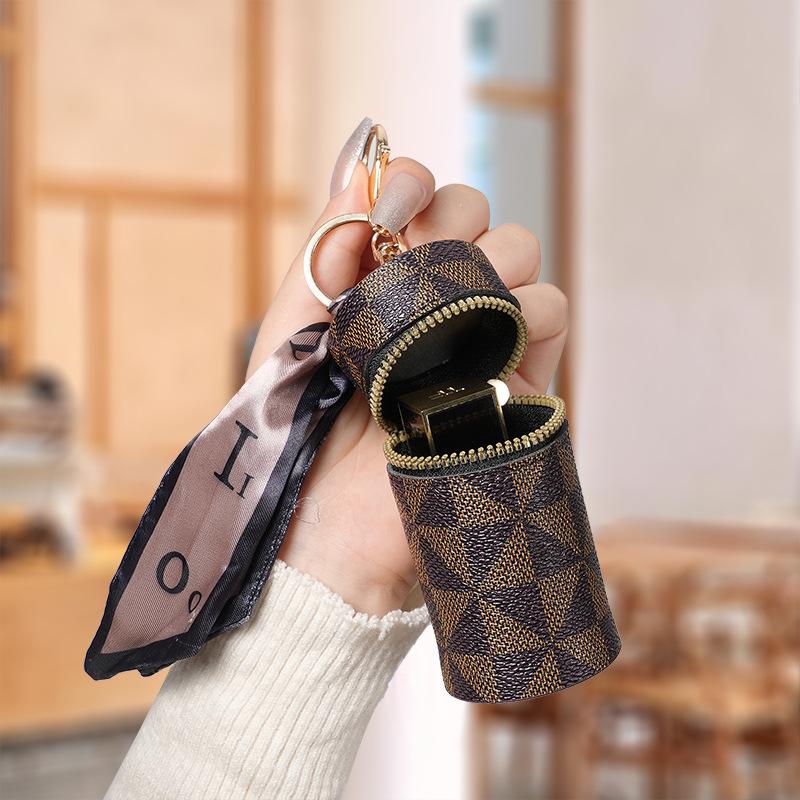 2024 Vintage Monogram Mini Münz- und Lippenstift-Schlüsselanhänger-Tasche