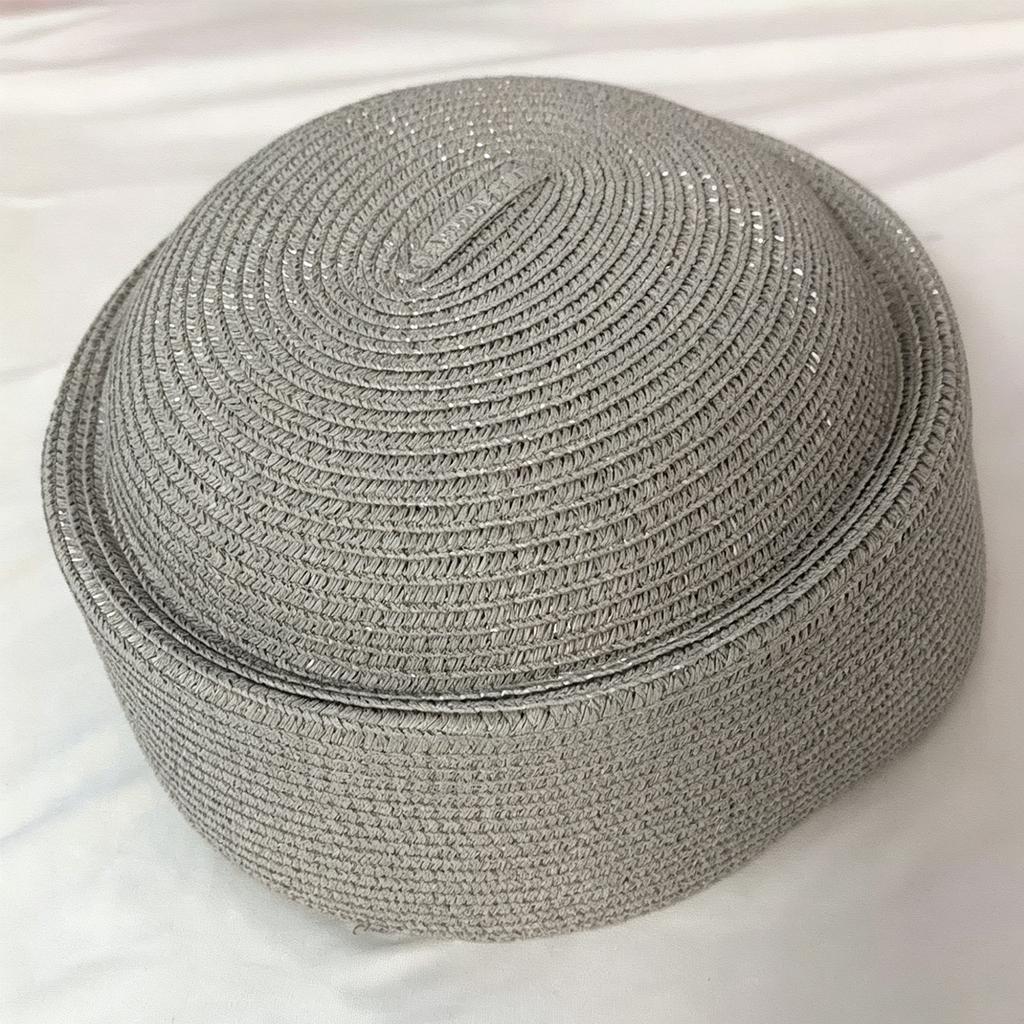 Women Vacation Straw Pillbox Hat Beret Style Round Crown Lightweight Breathable Summer Headwear for Outdoor Activities Travel