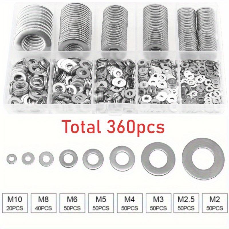 Stainless Steel Flat Washer Assortment Kit (M2, M2.5, M3, M4, M5, M6, M8, M10) - Suitable For Home Decorations& Factory Repairs