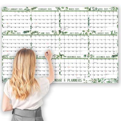 2025 Erasable Calendar Large Wet Dry Erase Laminated Wall Hanging Calendar 12 Month Annual Yearly Planner Reversible Schedule Organizer