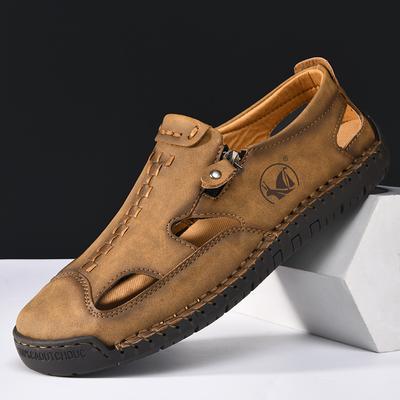 Sommer Herren Leder Flache Sandalen Luxus Retro Herren Freizeitschuhe Outdoor Wandern Waten Sandalen Schuhe für Herren Sandalias De Hombre