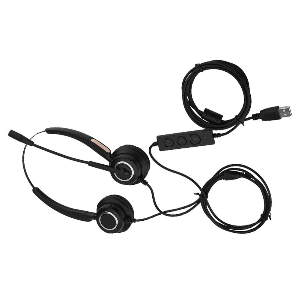 USB Headset with Headphones for Ideal for Call Online and with Mute Function Noise-Canceling Microphone, Dual-Ear PC, Centers, Telecommuting,