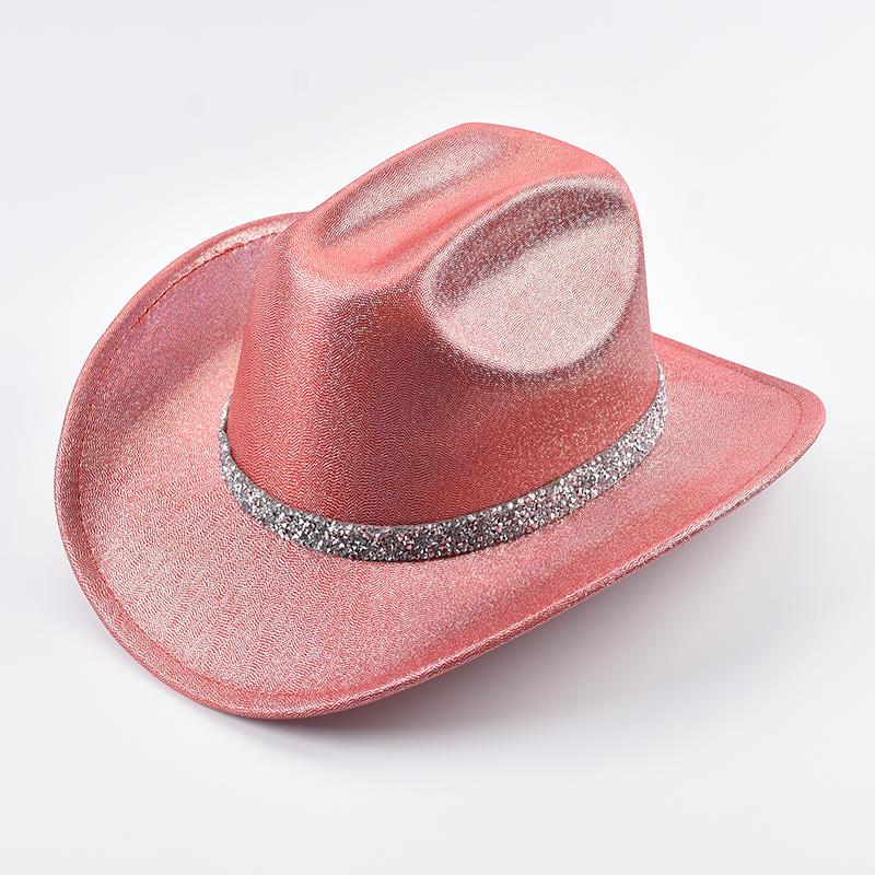 Western Style Cowboy Hat Fashion Roll Up Brim Party Dress Fedora Hat Festival Costume Party Play Cowgirl Hat