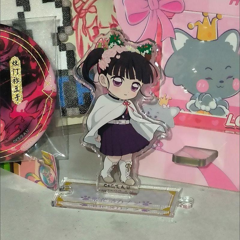 Giyu Cat Ears Figure Q Acrylic Stand Mini Tanjiro Cute Cat Standing Plate Zenitsu Acrylic Ornaments Collectible Accessory Toys