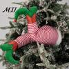 Xmas Home Ornament Christmas Elf Legs Tree Ornaments, Plush Stuffed Stuck Window Hanging Topper Decorations for Tree, Indoor Outdoor Holiday