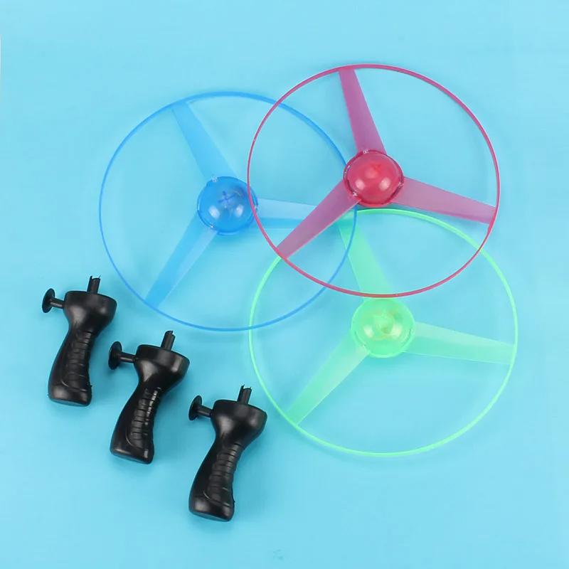 1Piece Pull Wire Glow Ufo Playful Spinning Flyer Luminous Led Light Handle Top Toys For Kids Gifts Outdoor Sport Parent-Child Game