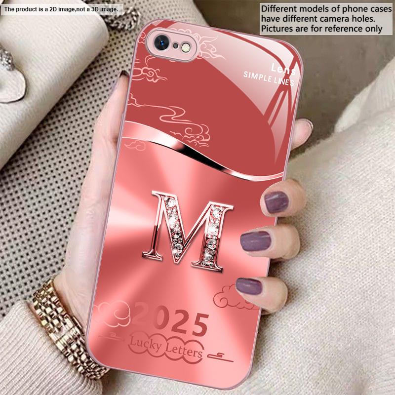 Gradient yellow letter M For iPhone 17 Air 16 E 15 14 13 Plus 12 mini 17 Pro Max 11Pro XR Xs X 7 8 11 Tempered Glass Phone Case